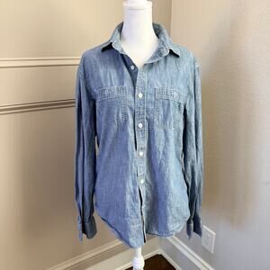 Old Navy Men’s Slim Fit Medium Wash Denim Button Up Shirt 100% Cotton Size M